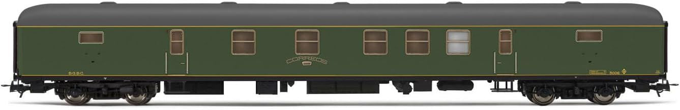 Electrotren RENFE DGDC-3000 postal van green with yellow stripes in or