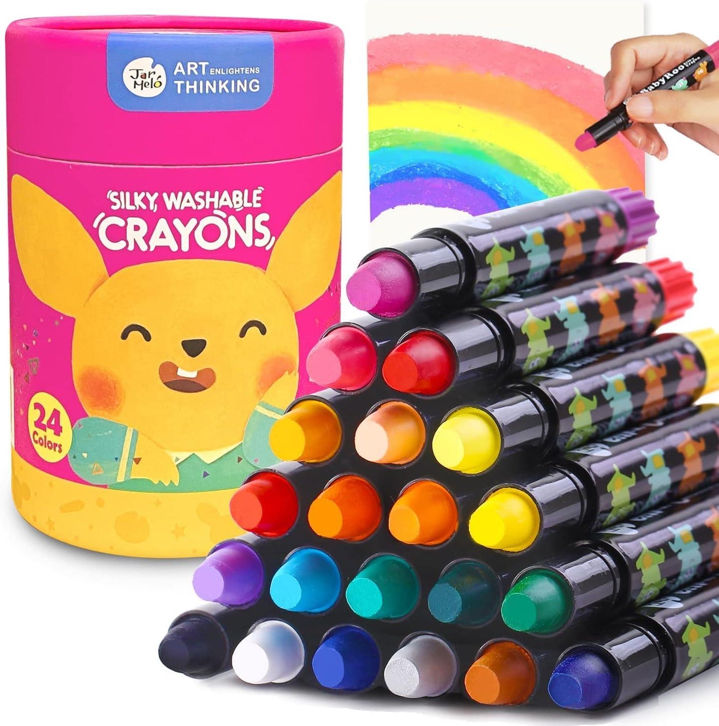 24 Coloured Washable Silky Crayons