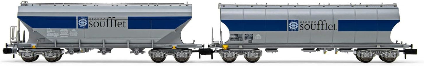 Arnold SNCF 2-unit pack Soufflet Hopper Wagons with Rounded and Flat Lateral Side walls