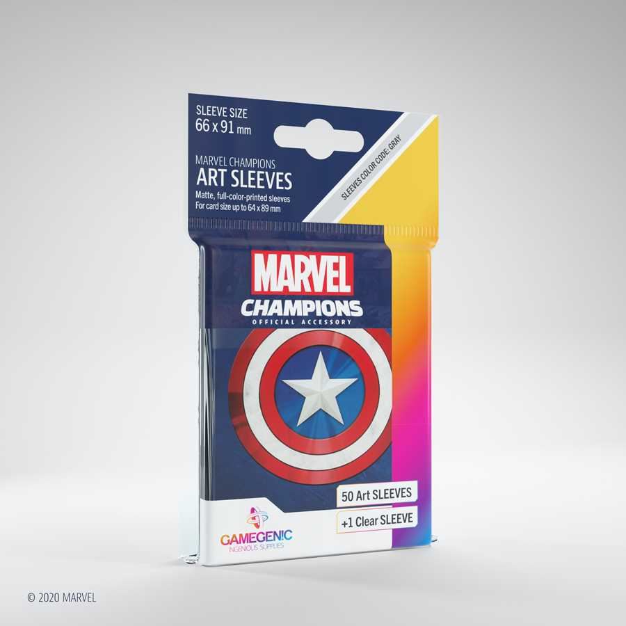 Gamegenic Marvel Champions Art Sleeves- Captain America - 50 Sleeves
