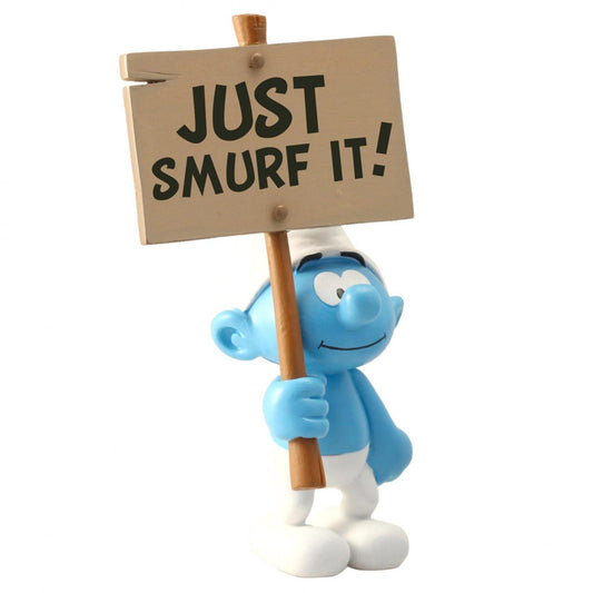 The Smurfs Collector Collection Statue Smurf with a Sign Just Smurf It! 18 cm