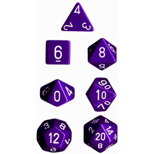 Chessex Opaque Poly 7 Set: Purple/White Dice Set