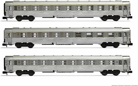 Arnold SNCF 3-unit pack DEV Inox Coaches A9 A5 Bar Coach and B10
