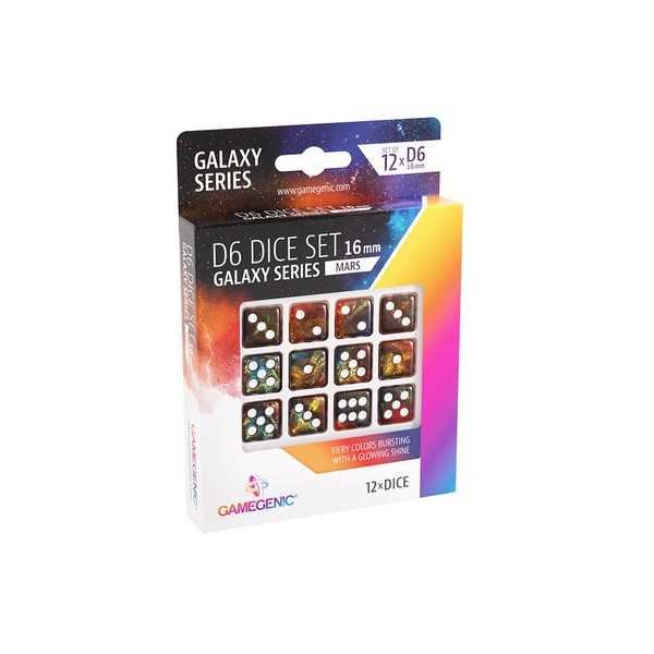 Gamegenic Galaxy Series - Mars - D6 Dice Set 16 mm (12 pcs) Blue/Orange