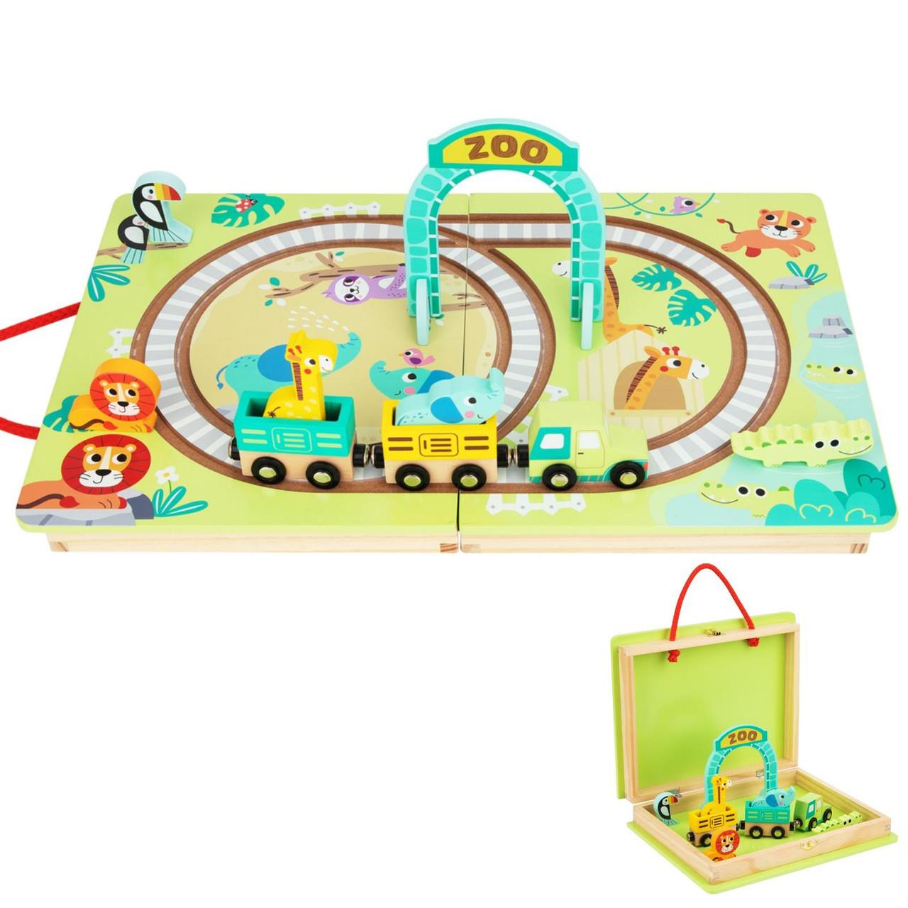 Tooky Toy Wooden Tabletop Railroad Zoo