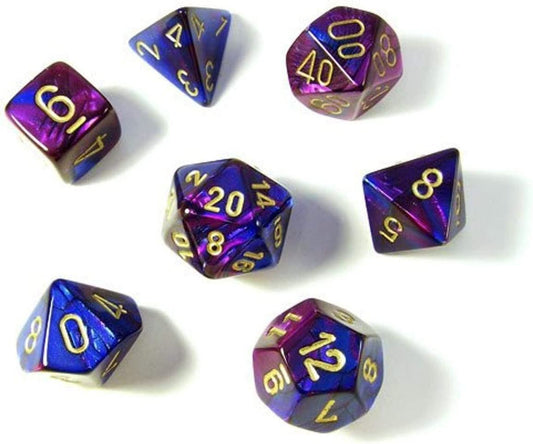 Chessex Gemini Poly 7 Set: Blue-Purple/Gold Dice Set