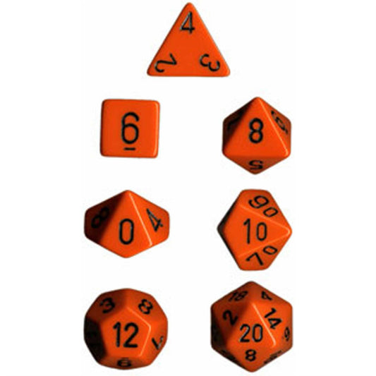 Chessex Opaque Poly 7 Set: Orange/Black Dice Set