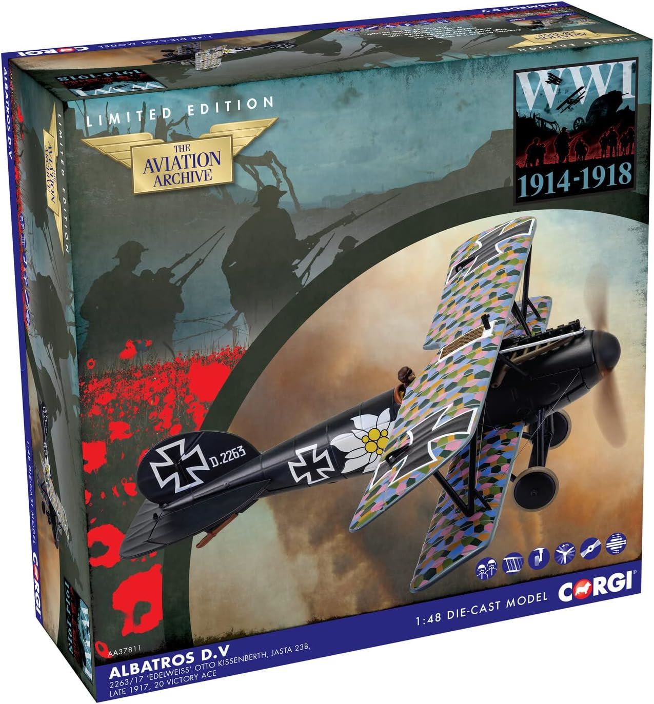 Corgi Albatros D.V 2263/17 Otto Kissemberth Jasta 23b Diecast Model