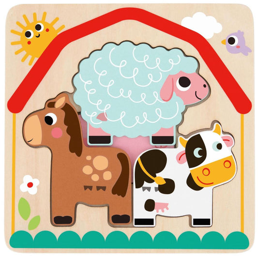 Tooky Toy Wooden Multi-Layered Farm Puzzle