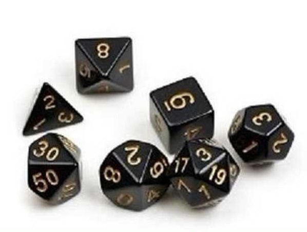 Solid Black & Gold Polyhedral Dice Set - Sirius Dice