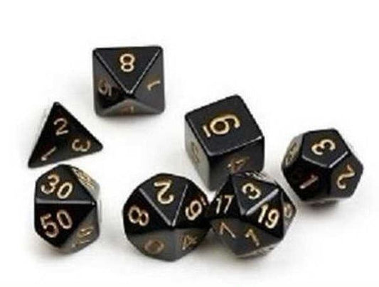 Solid Black & Gold Polyhedral Dice Set - Sirius Dice