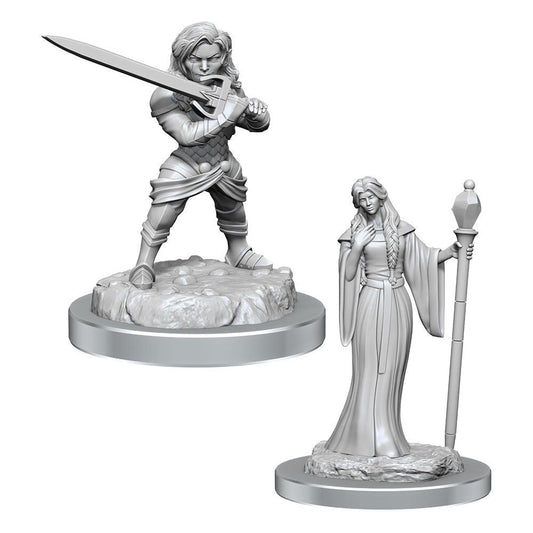 Critical Role Unpainted Miniatures Human Wizard Female & Halfling Holy Warrior Female Assortment (2)