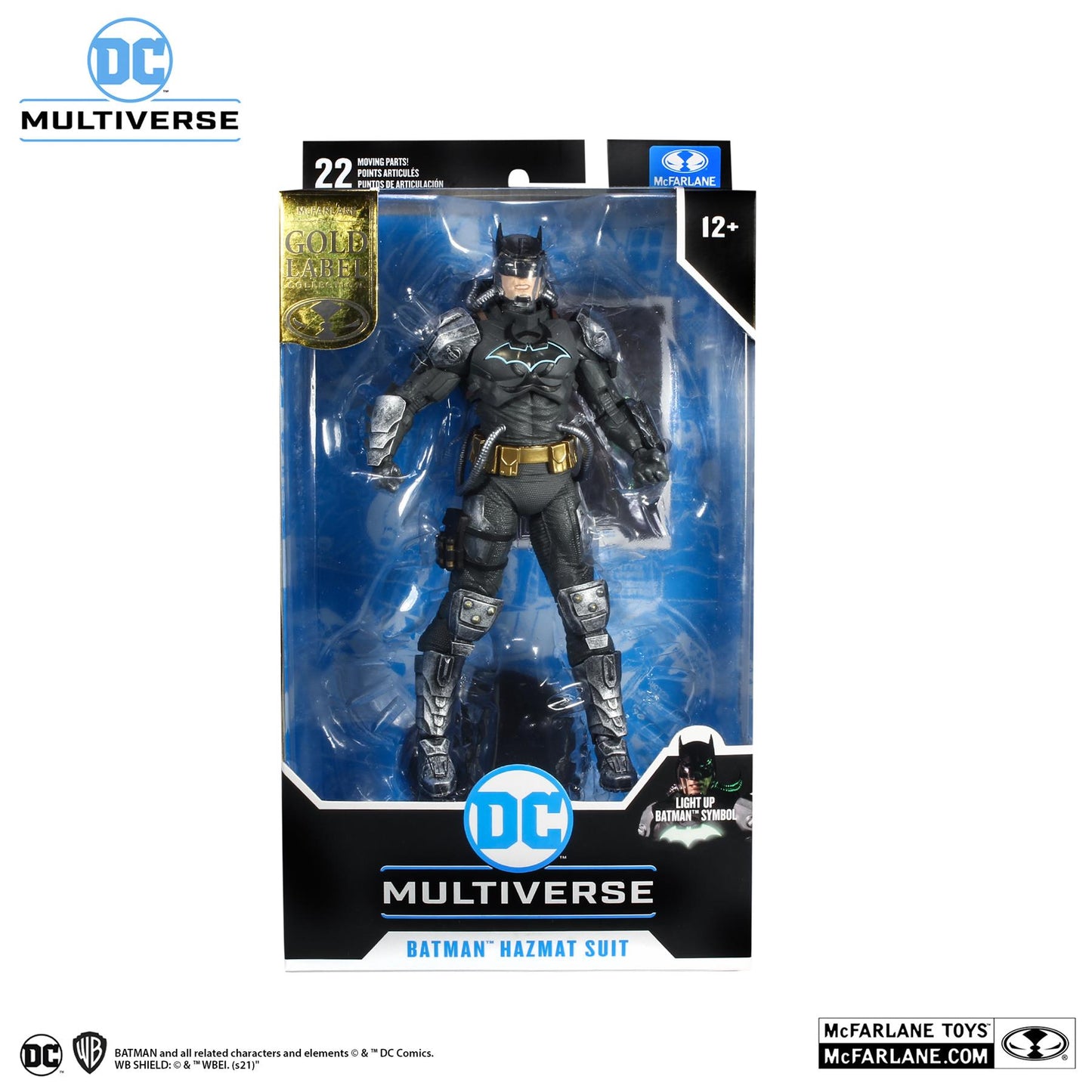 DC Multiverse Action Figure Batman Hazmat Suit Gold Label Light Up Batman Symbol 18 cm