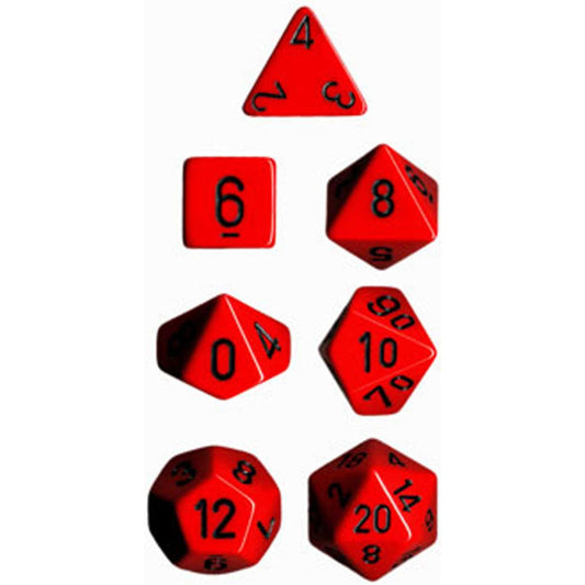 Chessex Opaque Poly 7 Set: Red/Black Dice Set