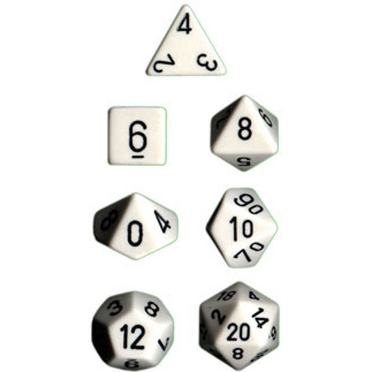 Chessex Opaque Poly 7 Set: White/Black Dice Set