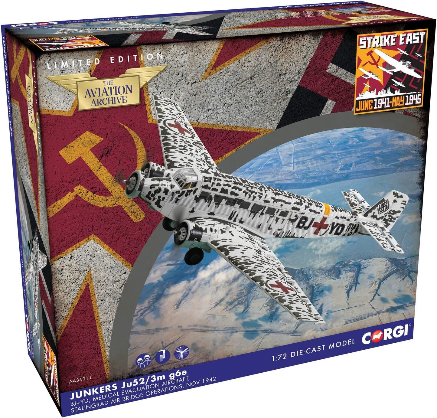 Corgi Junkers Ju-52/3M Air Ambulance BM+AA Stalingrad Russia Winter 1942/43 Diecast Model